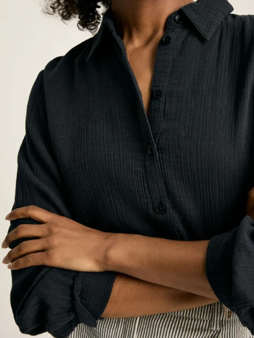 Nell Navy Button Through Cotton Shirt
