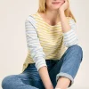 New Harbour Yellow & Blue Striped Boat Neck Breton Top