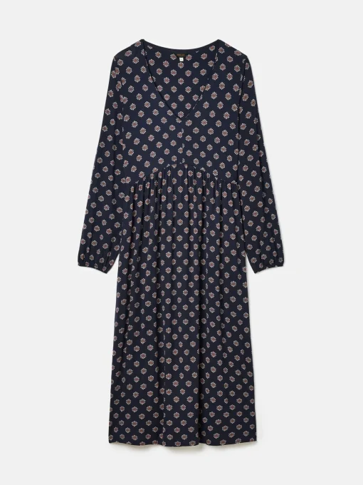 Nia Navy Long Sleeve Midaxi Dress