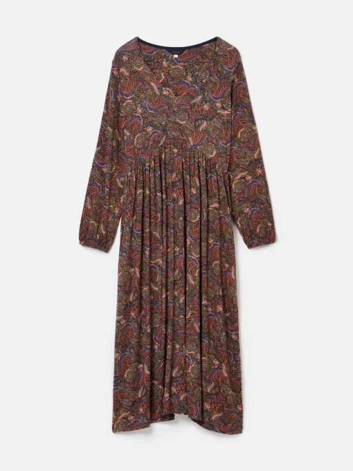 Nia Navy/Burgundy Long Sleeve Midaxi Dress