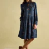 Petunia Navy Frill Neck Dress