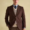 Rust Brown Slim Fit Herringbone Blazer