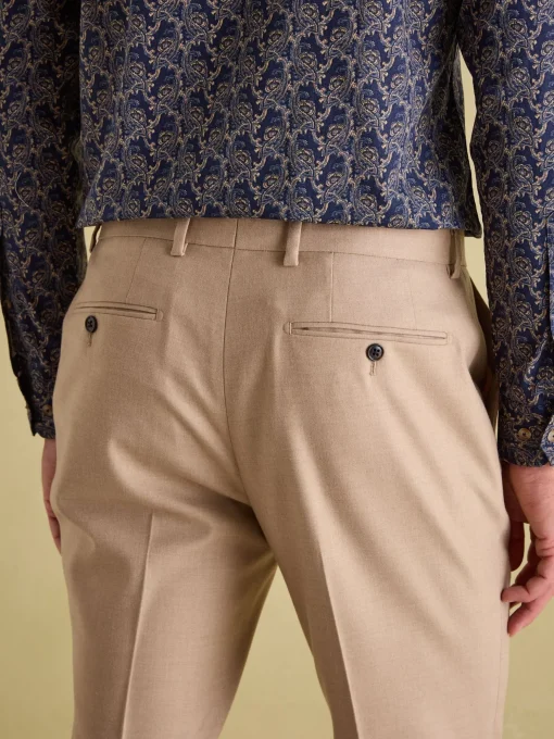 Tan Brown Slim Fit Flannel Suit Trousers