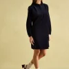 Velvet Marlowe Navy Nehru Collar Shirt Dress