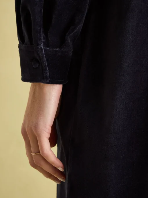 Velvet Marlowe Navy Nehru Collar Shirt Dress