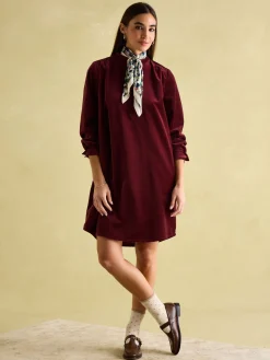 Velvet Marlowe Red Nehru Collar Shirt Dress