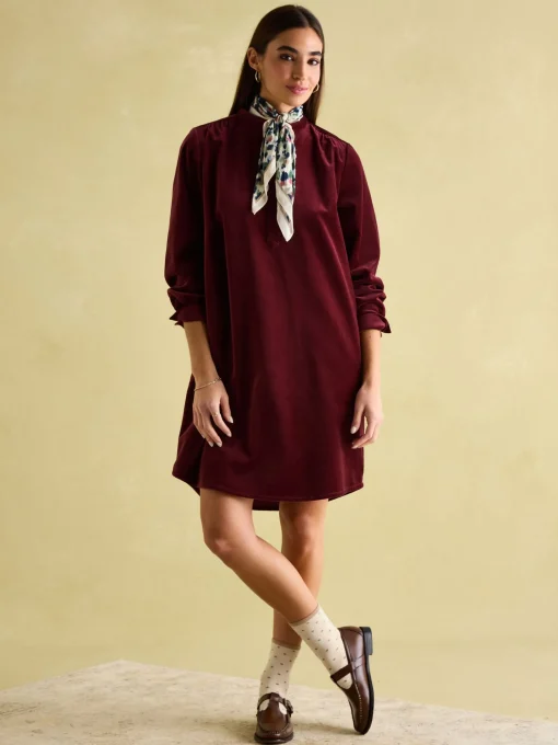 Velvet Marlowe Red Nehru Collar Shirt Dress