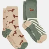 Women's Everyday Green/Ecru 2 Pack Socks (size 4-8)