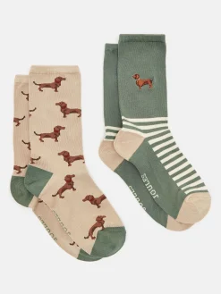 Women's Everyday Green/Ecru 2 Pack Socks (size 4-8)