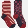 Women's Everyday Navy/Red 2 Pack Socks (size 4-8)